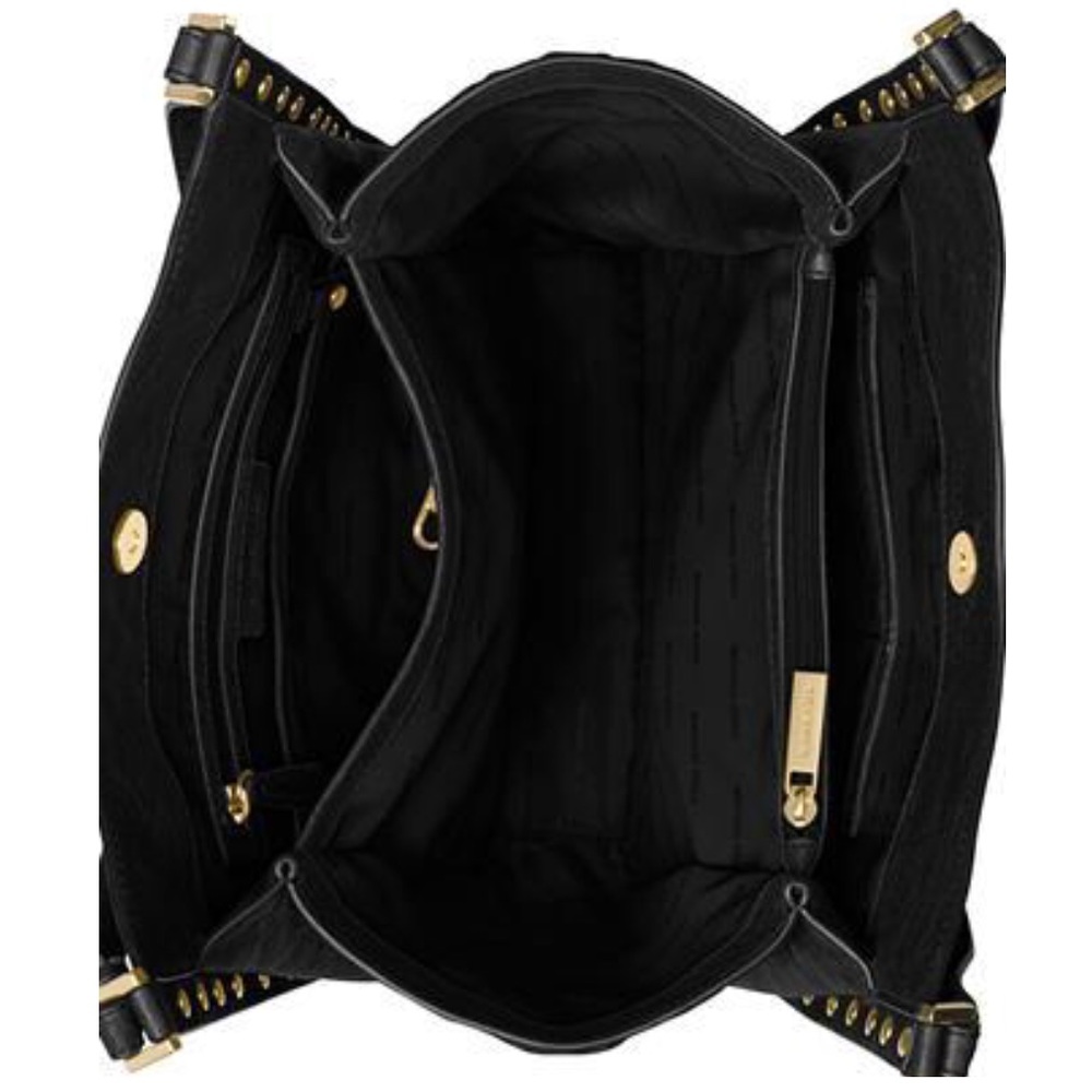Micheal Kors Newbury Black Leather Tote Gold Studs - Picture 6 of 7